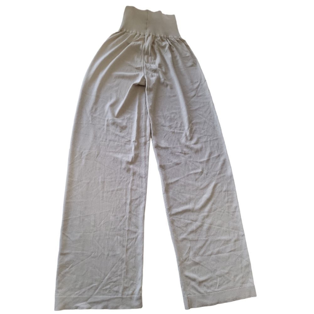 LES COPAINS Vintage Beige Wide Leg Stretch Yoga Pants High-Waist